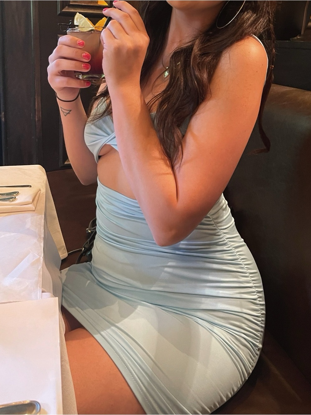 Baby Blue Cutout Mini Dress